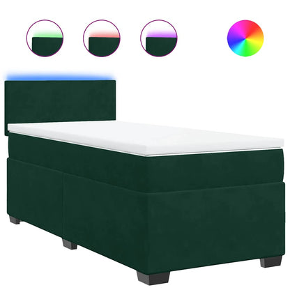 Giroletto a Molle con Materasso Verde Scuro 90x190 cm Velluto