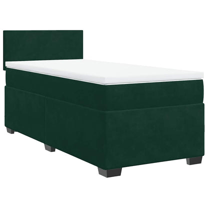 Giroletto a Molle con Materasso Verde Scuro 90x190 cm Velluto