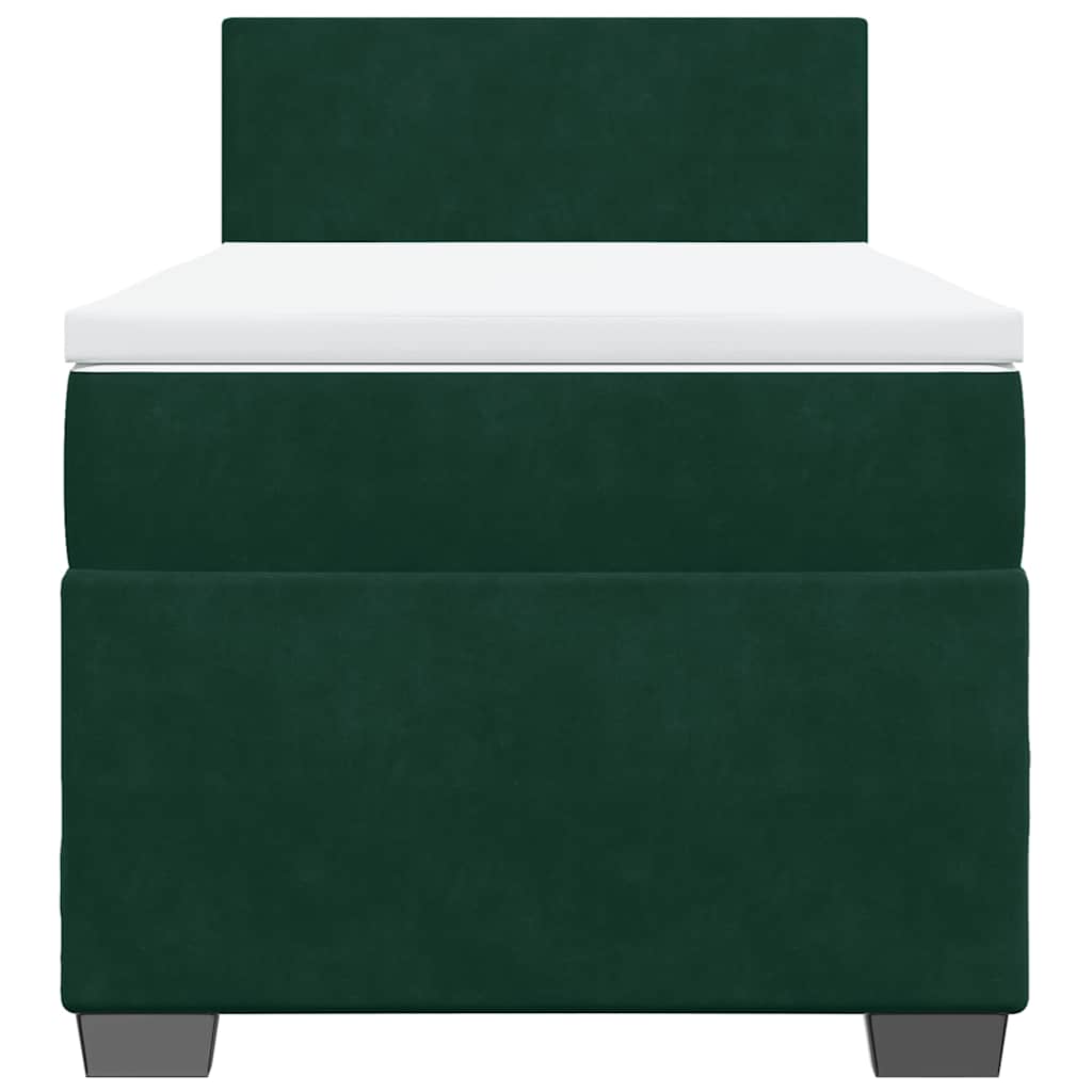 Giroletto a Molle con Materasso Verde Scuro 90x190 cm Velluto