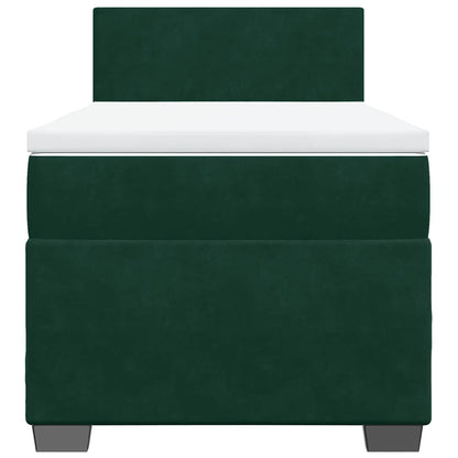 Giroletto a Molle con Materasso Verde Scuro 90x190 cm Velluto