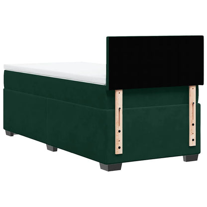 Giroletto a Molle con Materasso Verde Scuro 90x190 cm Velluto