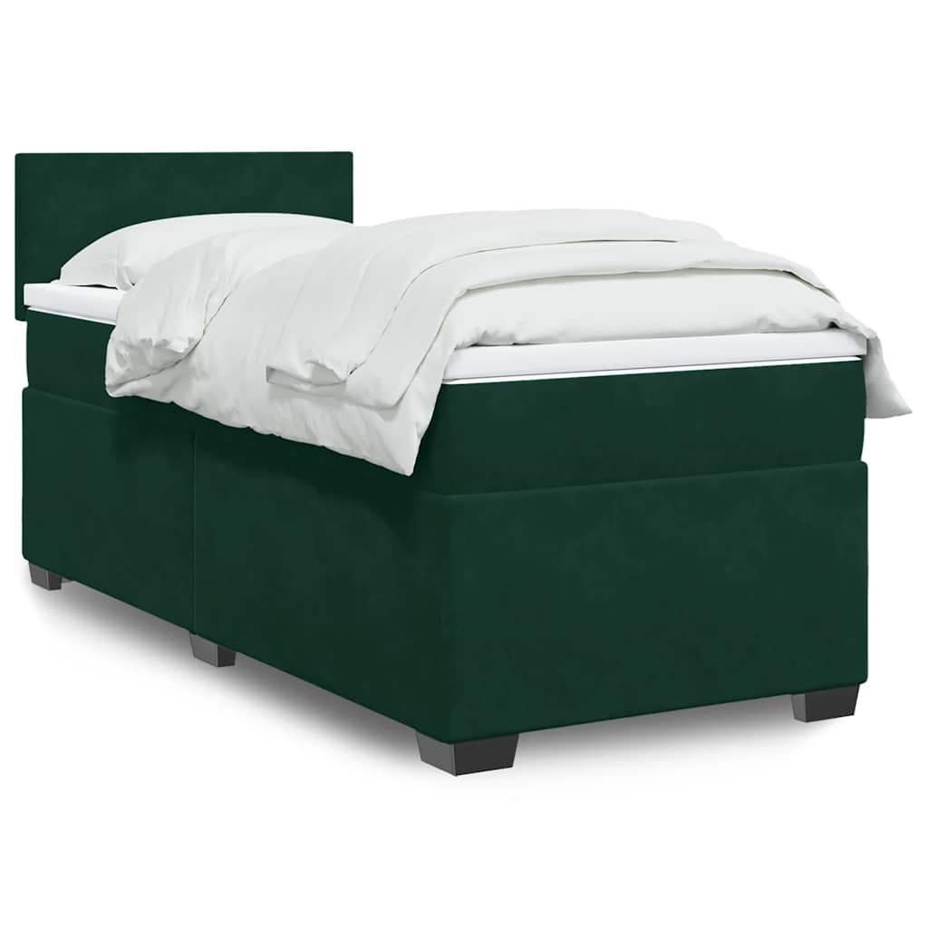 Giroletto a Molle con Materasso Verde Scuro 90x190 cm Velluto