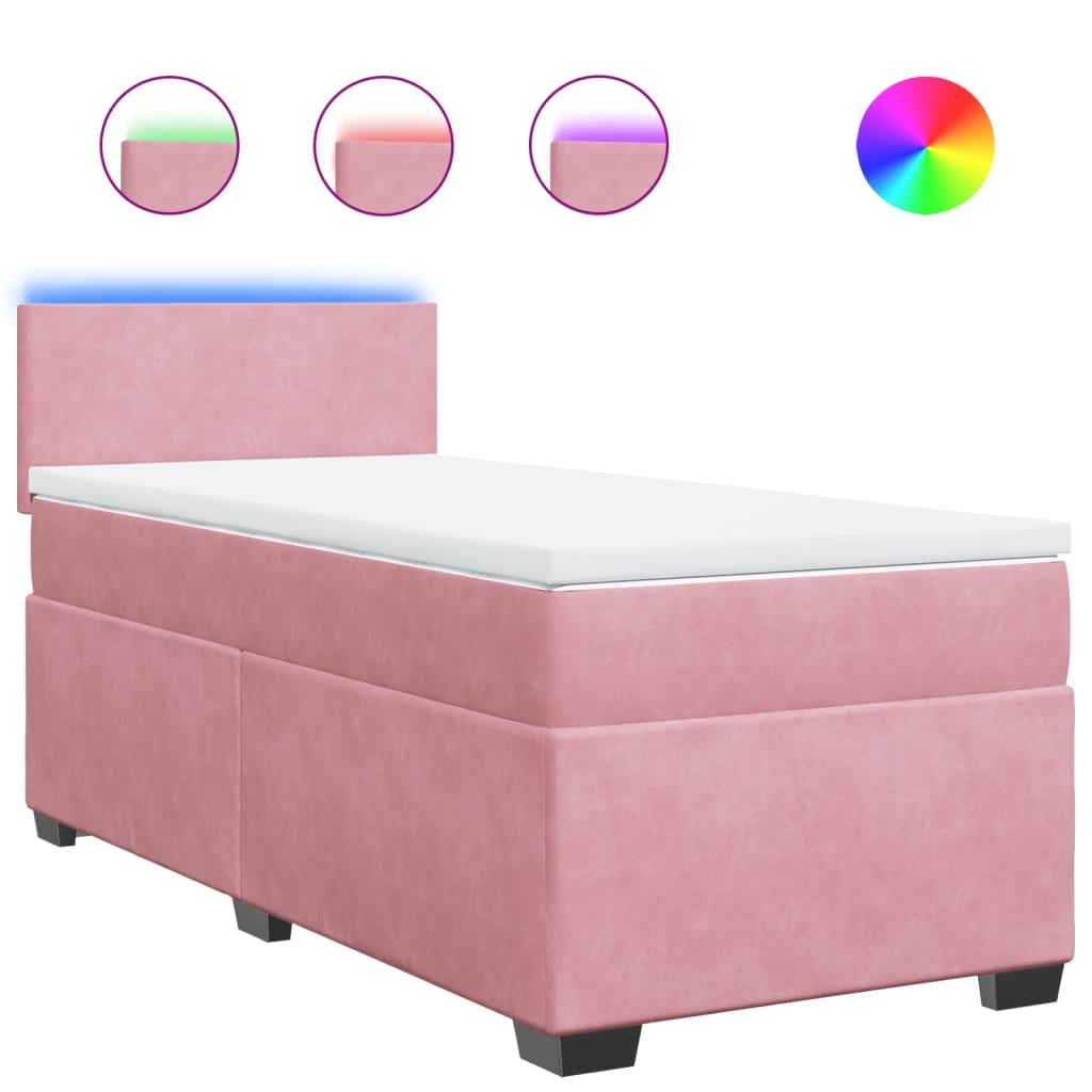 Giroletto a Molle con Materasso Rosa 90x190 cm in Velluto