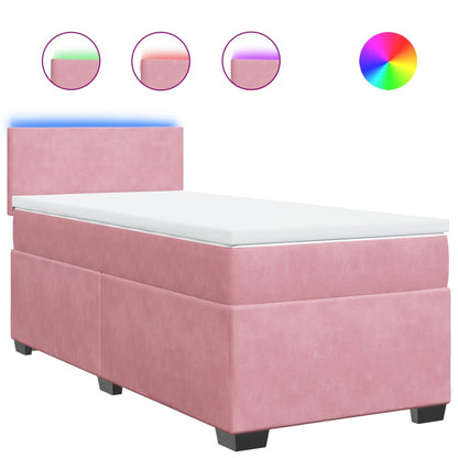 Giroletto a Molle con Materasso Rosa 90x190 cm in Velluto