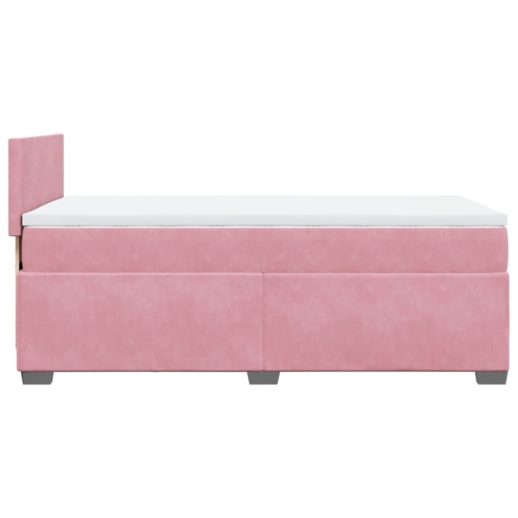 Giroletto a Molle con Materasso Rosa 90x190 cm in Velluto - homemem39