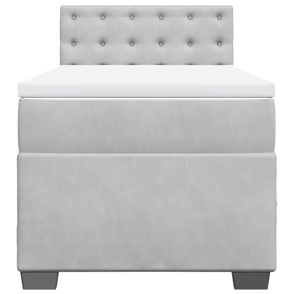 Giroletto a Molle con Materasso Grigio Chiaro 90x190 cm Velluto