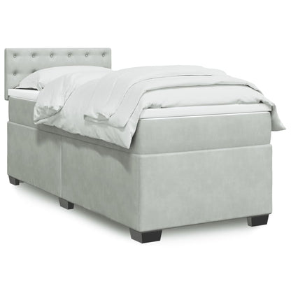 Giroletto a Molle con Materasso Grigio Chiaro 90x190 cm Velluto