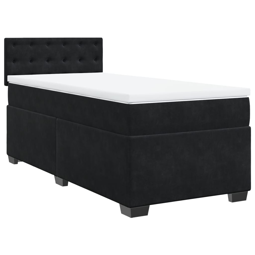Giroletto a Molle con Materasso Nero 90x190 cm in Velluto