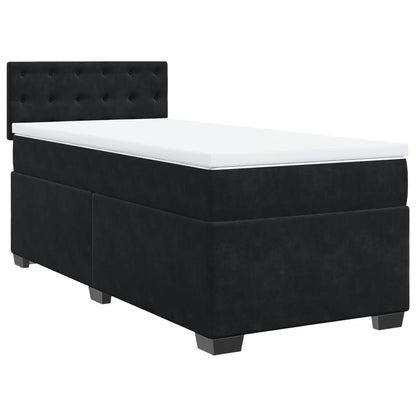 Giroletto a Molle con Materasso Nero 90x190 cm in Velluto