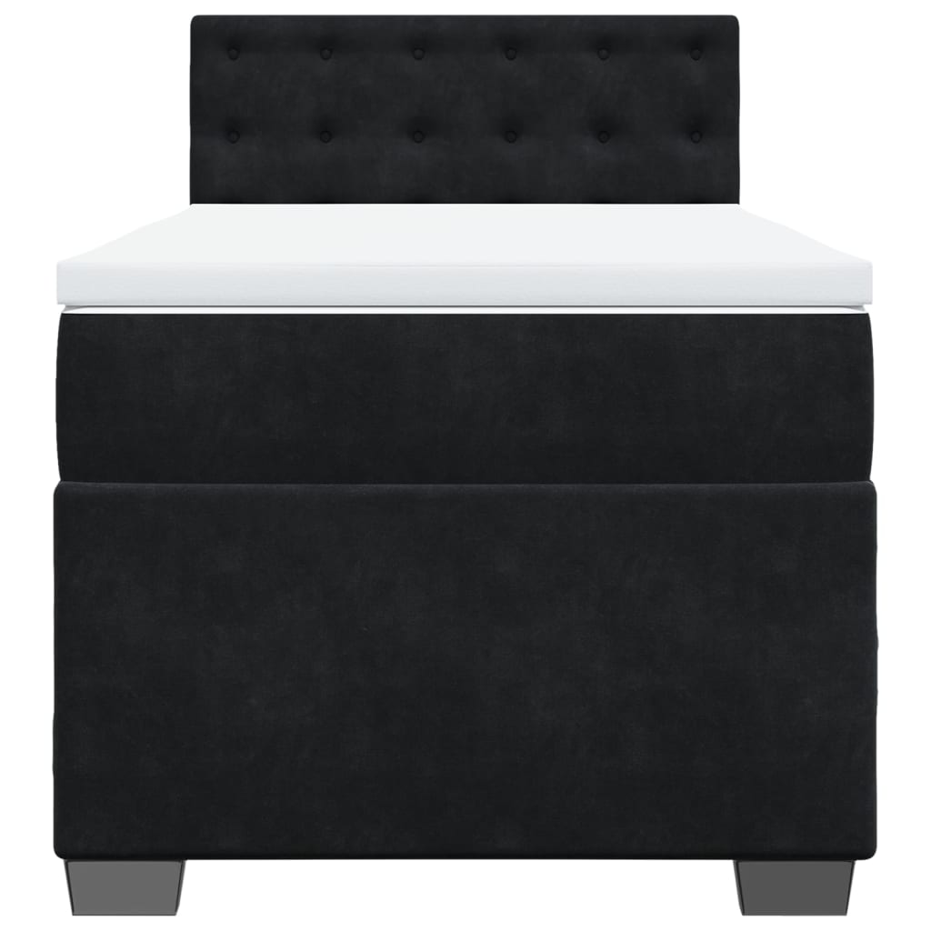 Giroletto a Molle con Materasso Nero 90x190 cm in Velluto