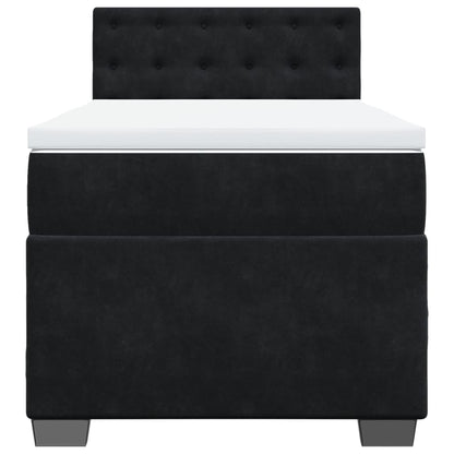 Giroletto a Molle con Materasso Nero 90x190 cm in Velluto