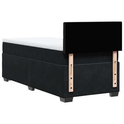 Giroletto a Molle con Materasso Nero 90x190 cm in Velluto