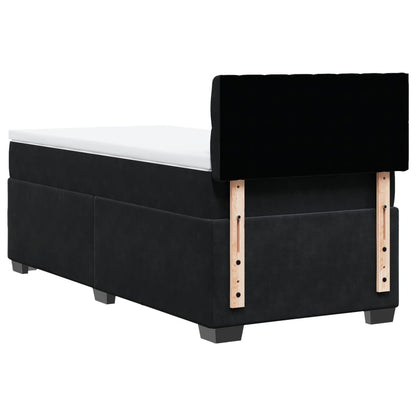 Giroletto a Molle con Materasso Nero 90x190 cm in Velluto