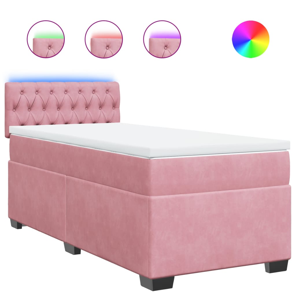 Giroletto a Molle con Materasso Rosa 90x190 cm in Velluto