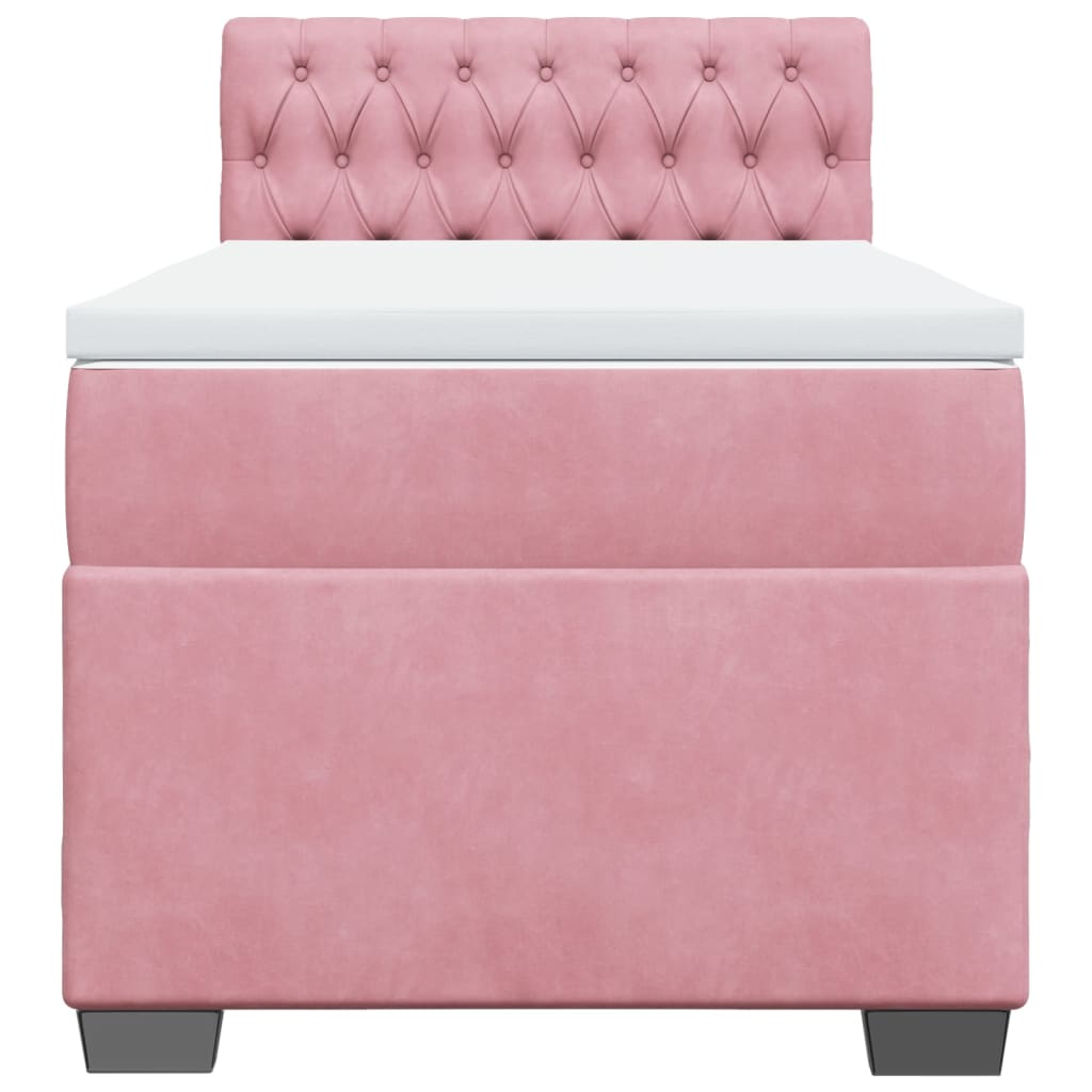 Giroletto a Molle con Materasso Rosa 90x190 cm in Velluto