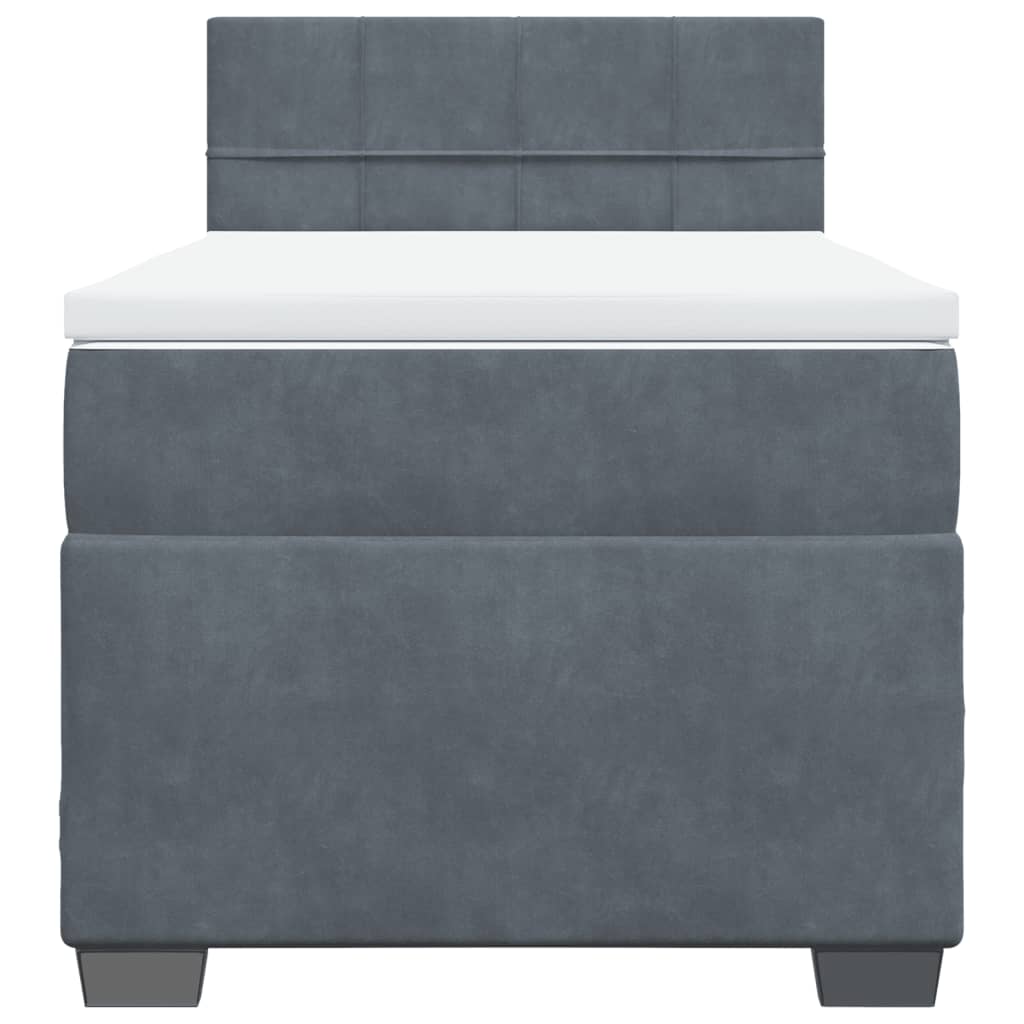 Giroletto a Molle con Materasso Grigio Scuro 90x190 cm Velluto
