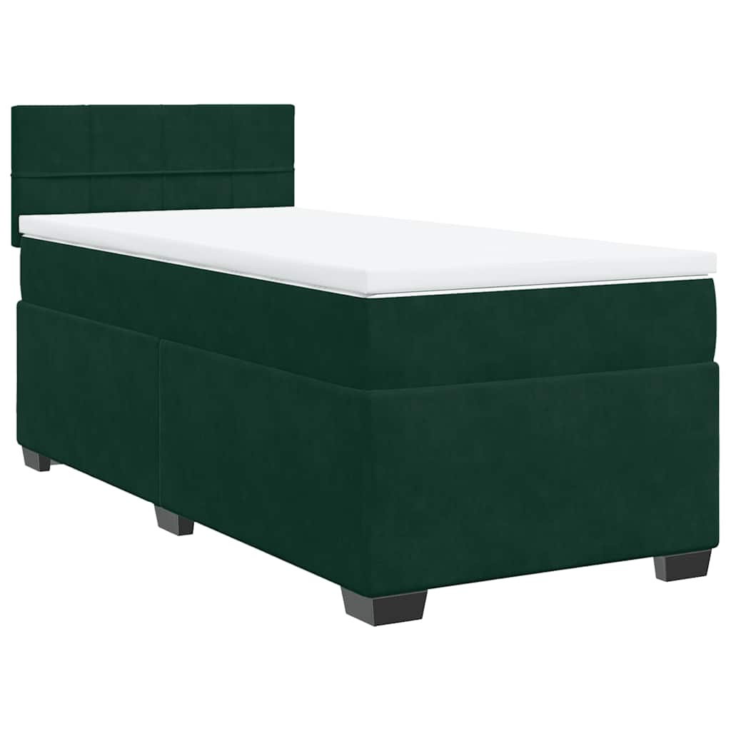Giroletto a Molle con Materasso Verde Scuro 90x190 cm Velluto