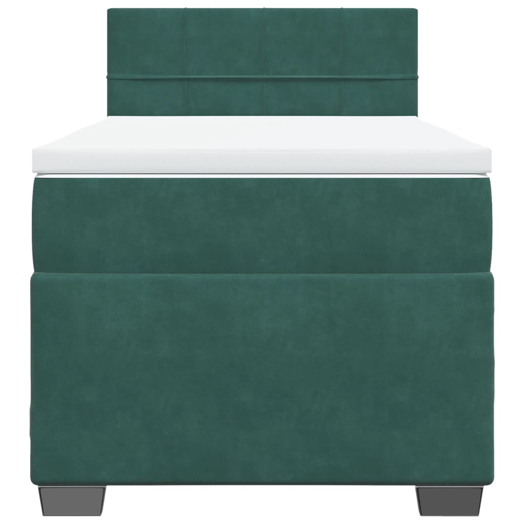 Giroletto a Molle con Materasso Verde Scuro 90x190 cm Velluto - homemem39