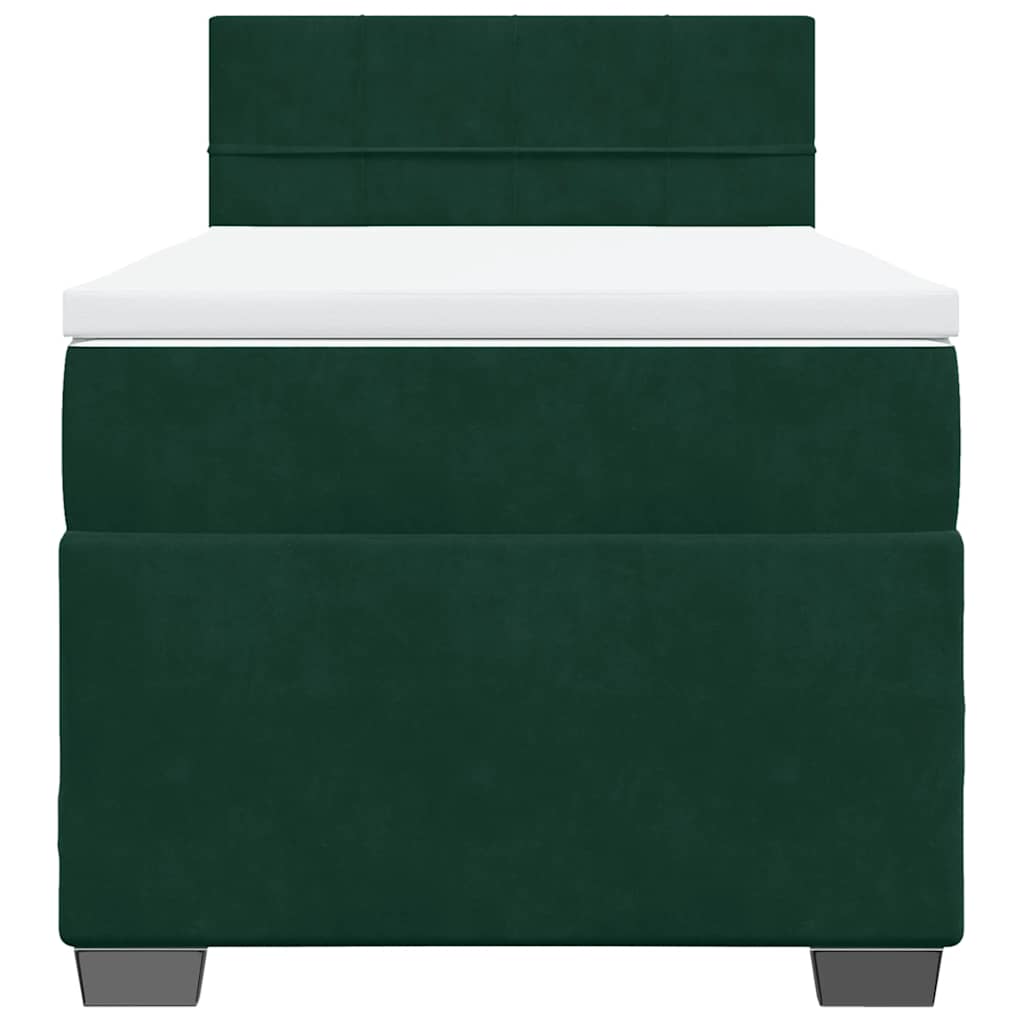 Giroletto a Molle con Materasso Verde Scuro 90x190 cm Velluto