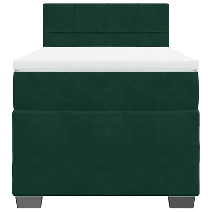 Giroletto a Molle con Materasso Verde Scuro 90x190 cm Velluto
