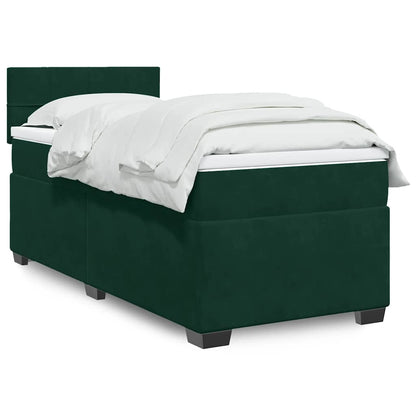 Giroletto a Molle con Materasso Verde Scuro 90x190 cm Velluto