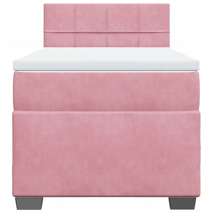 Giroletto a Molle con Materasso Rosa 90x190 cm in Velluto