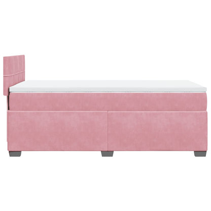 Giroletto a Molle con Materasso Rosa 90x190 cm in Velluto - homemem39
