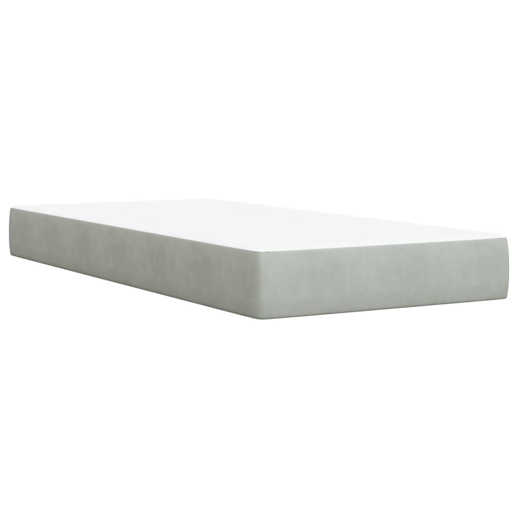 Giroletto a Molle con Materasso Grigio Chiaro 90x200 cm Velluto