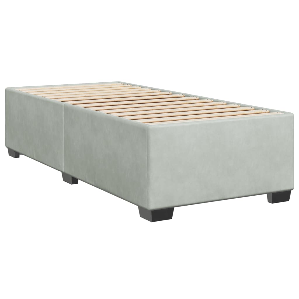 Giroletto a Molle con Materasso Grigio Chiaro 90x200 cm Velluto