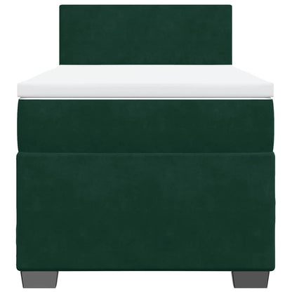 Giroletto a Molle con Materasso Verde Scuro 90x200 cm Velluto
