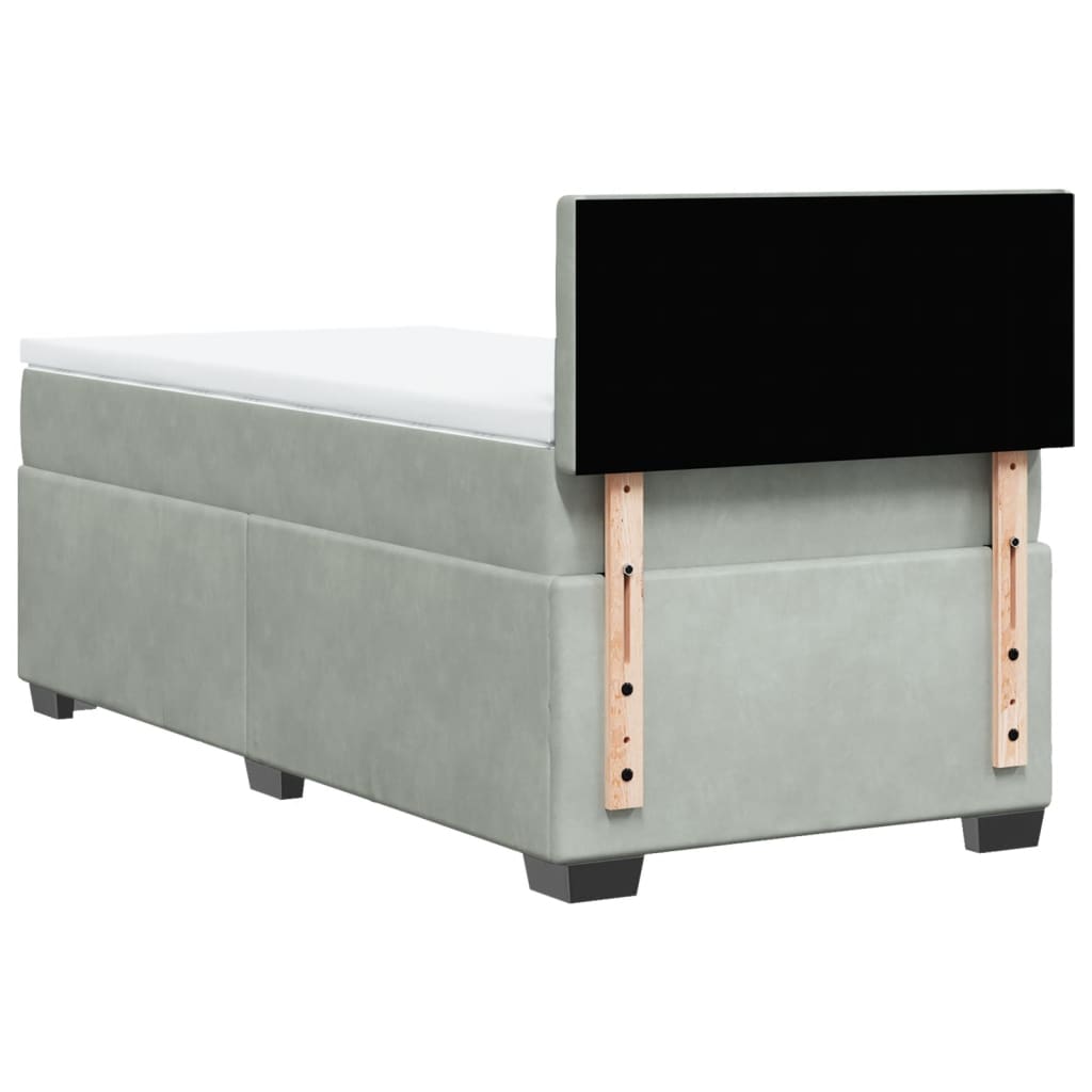 Giroletto a Molle con Materasso Grigio Chiaro 90x200 cm Velluto