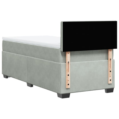 Giroletto a Molle con Materasso Grigio Chiaro 90x200 cm Velluto
