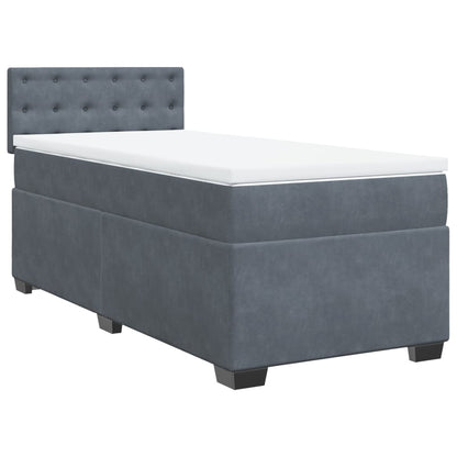Giroletto a Molle con Materasso Grigio Scuro 90x200 cm Velluto