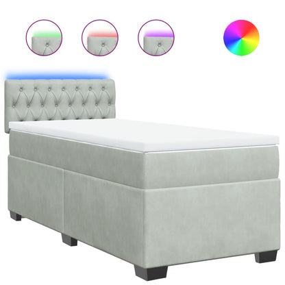 Giroletto a Molle con Materasso Grigio Chiaro 90x200 cm Velluto