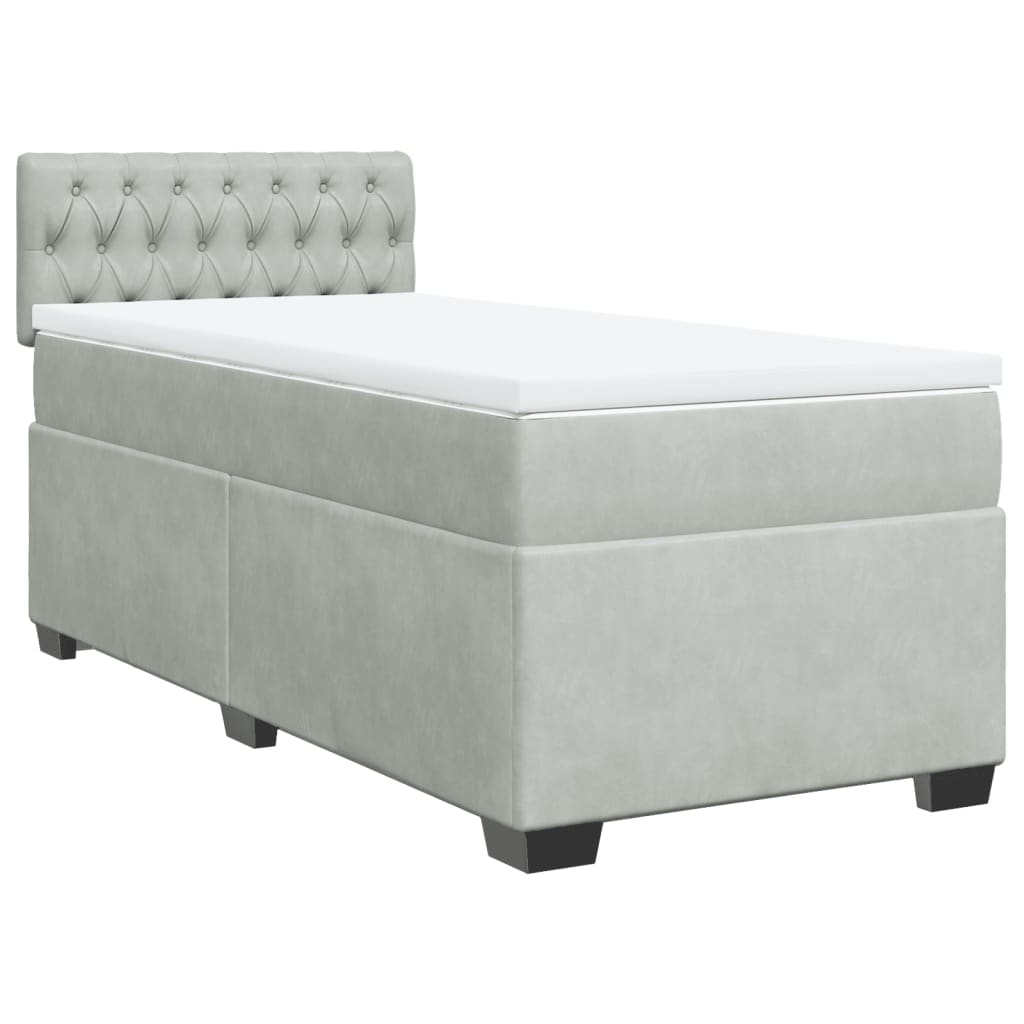Giroletto a Molle con Materasso Grigio Chiaro 90x200 cm Velluto
