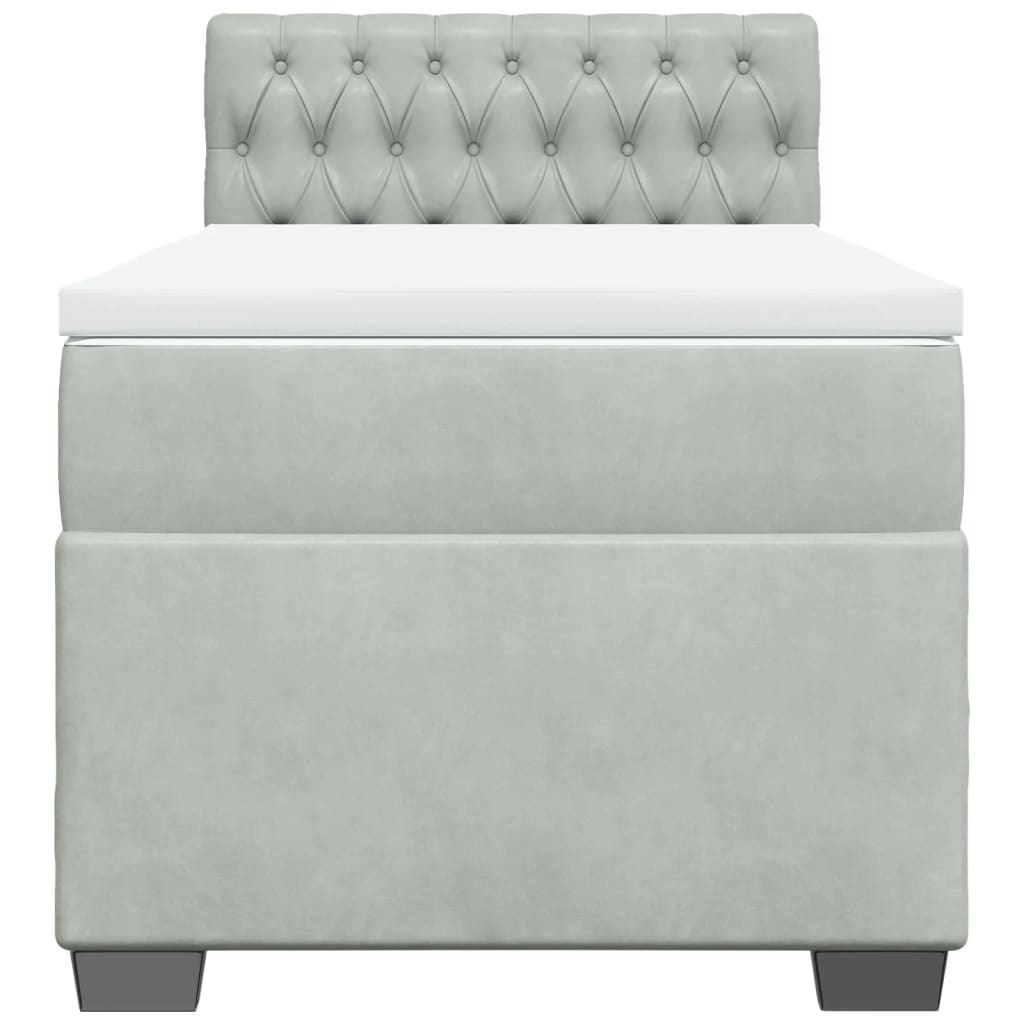 Giroletto a Molle con Materasso Grigio Chiaro 90x200 cm Velluto