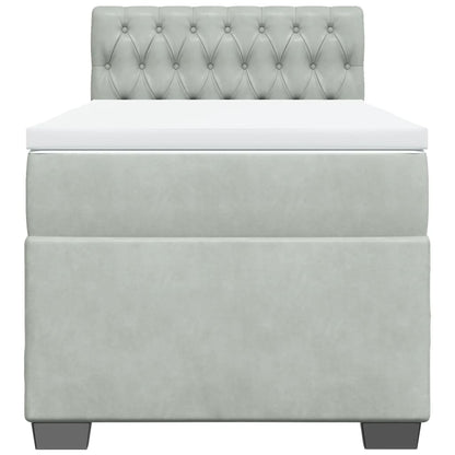 Giroletto a Molle con Materasso Grigio Chiaro 90x200 cm Velluto