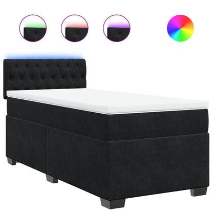 Giroletto a Molle con Materasso Nero 90x200 cm in Velluto