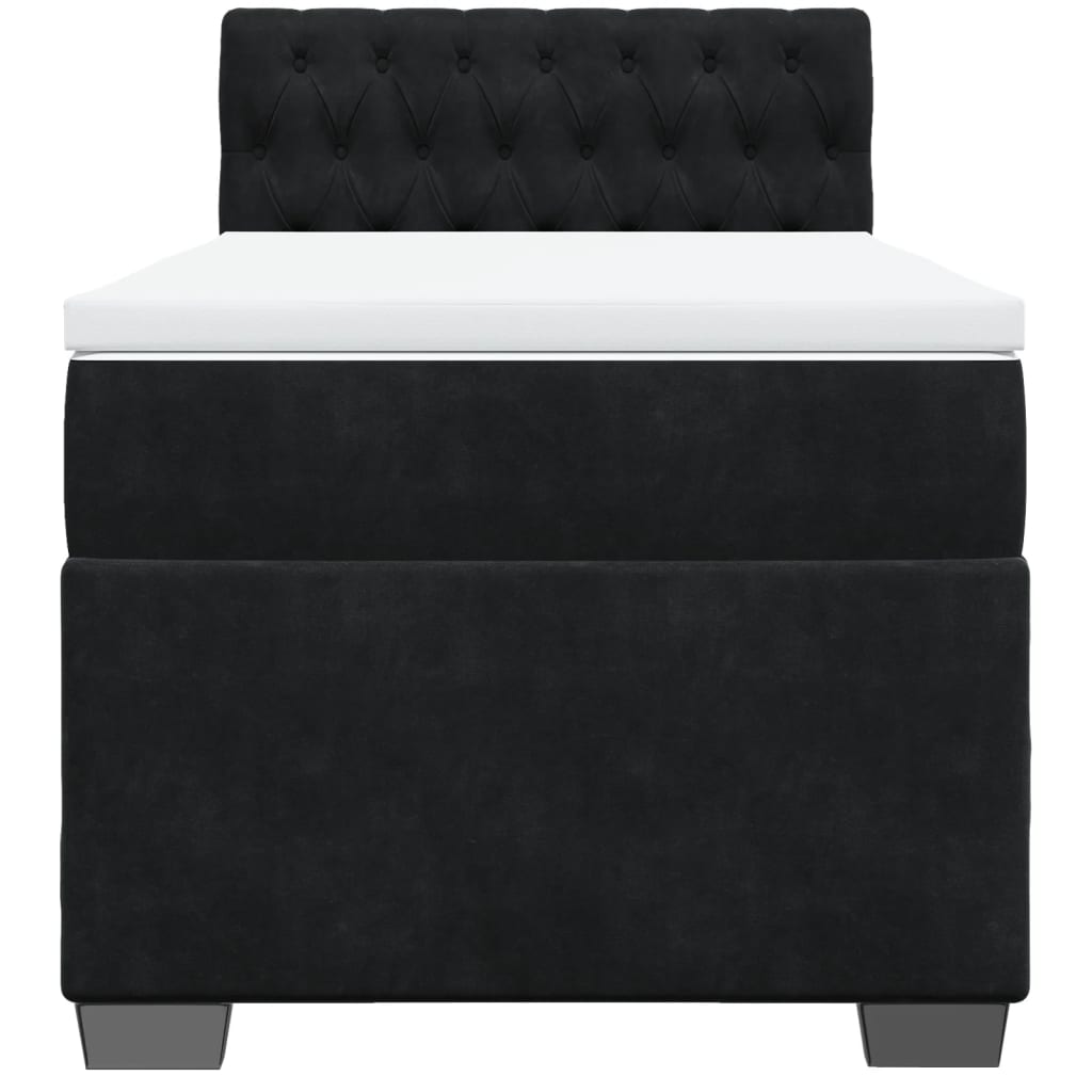 Giroletto a Molle con Materasso Nero 90x200 cm in Velluto