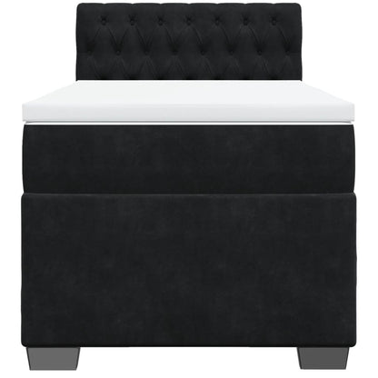 Giroletto a Molle con Materasso Nero 90x200 cm in Velluto