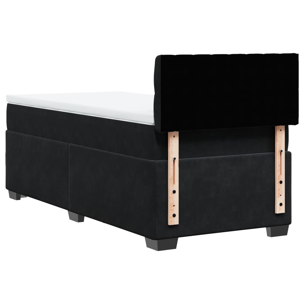 Giroletto a Molle con Materasso Nero 90x200 cm in Velluto