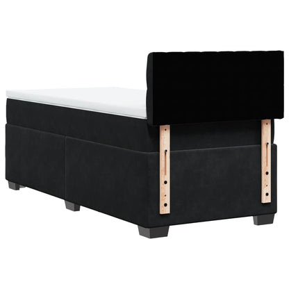 Giroletto a Molle con Materasso Nero 90x200 cm in Velluto