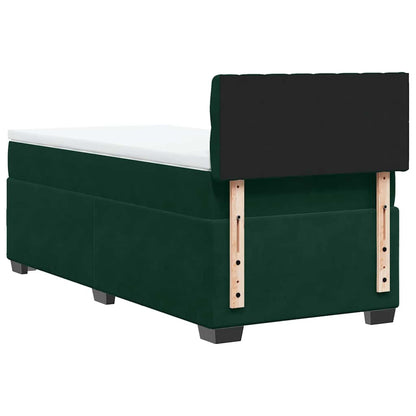 Giroletto a Molle con Materasso Verde Scuro 90x200 cm Velluto