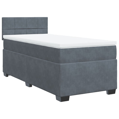Giroletto a Molle con Materasso Grigio Scuro 90x200 cm Velluto