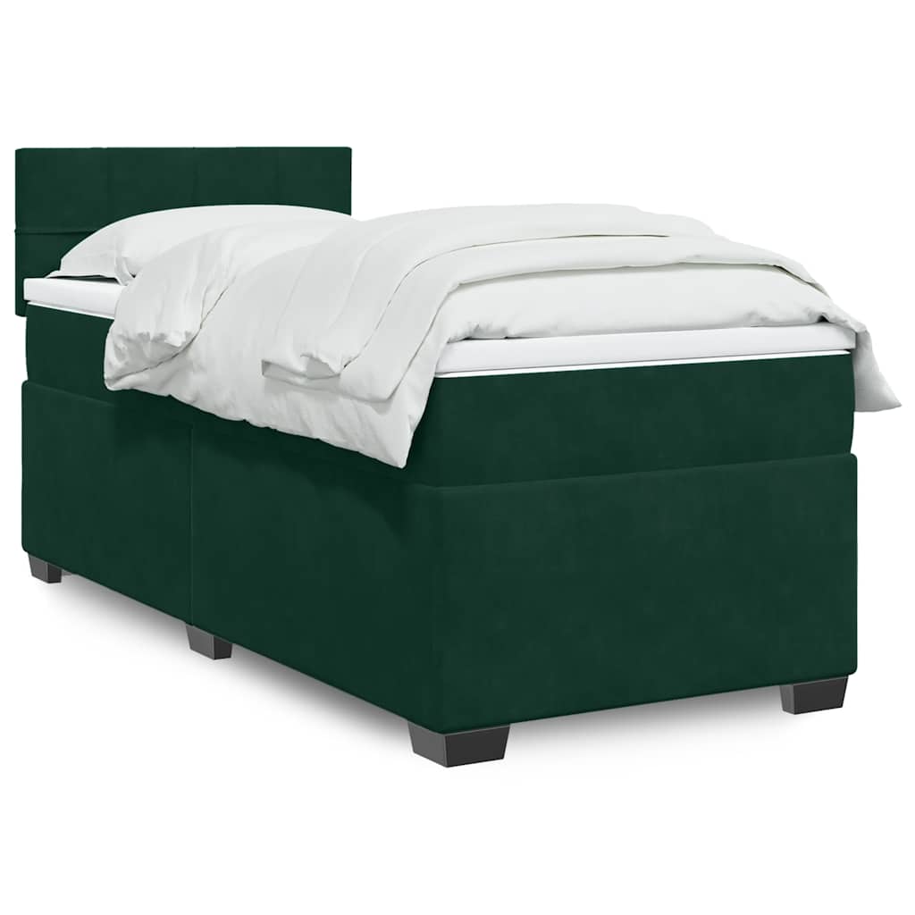 Giroletto a Molle con Materasso Verde Scuro 90x200 cm Velluto