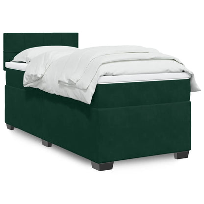 Giroletto a Molle con Materasso Verde Scuro 90x200 cm Velluto