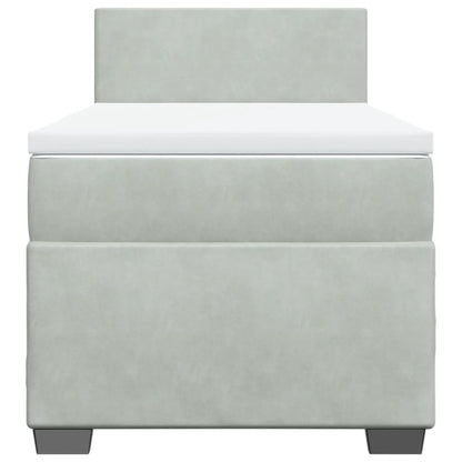 Giroletto a Molle con Materasso Grigio Chiaro 100x200cm Velluto