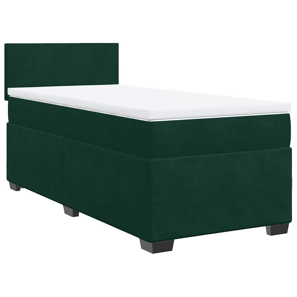 Giroletto a Molle con Materasso Verde Scuro 100x200 cm Velluto