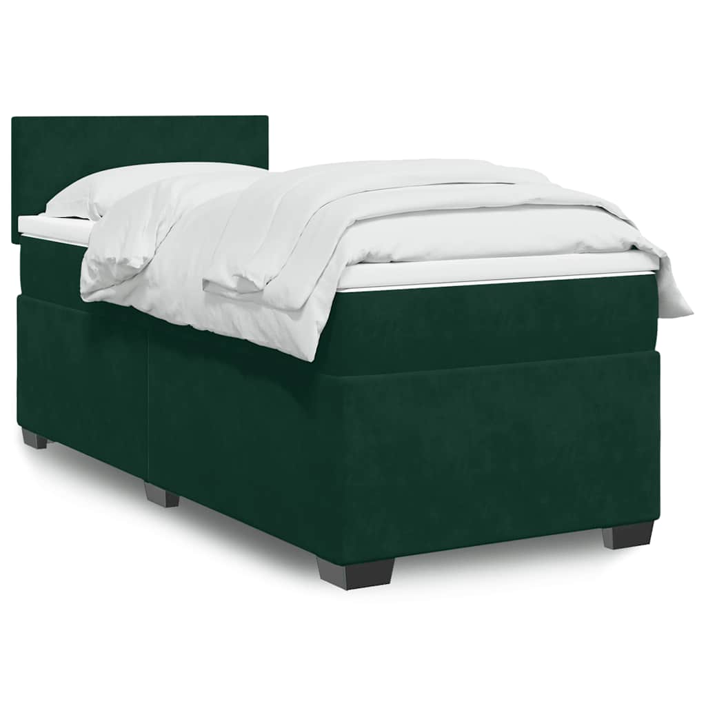 Giroletto a Molle con Materasso Verde Scuro 100x200 cm Velluto | homemem39