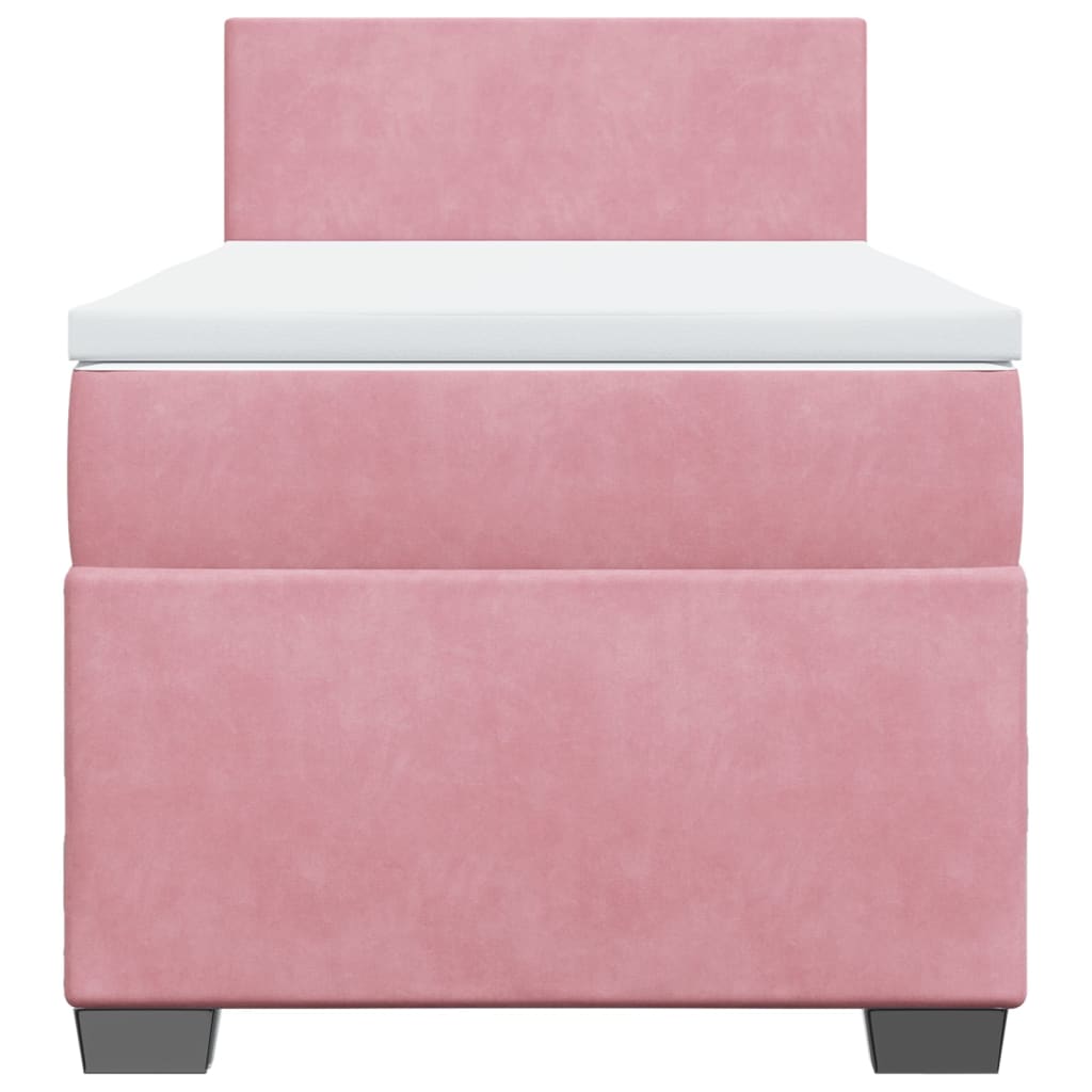 Giroletto a Molle con Materasso Rosa 100x200 cm in Velluto